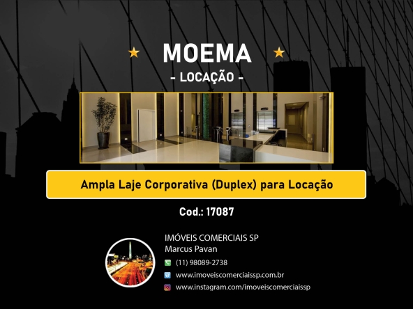 Imoveis Comerciais SP Laje Corporativa Duplex Locacao Moema 17087